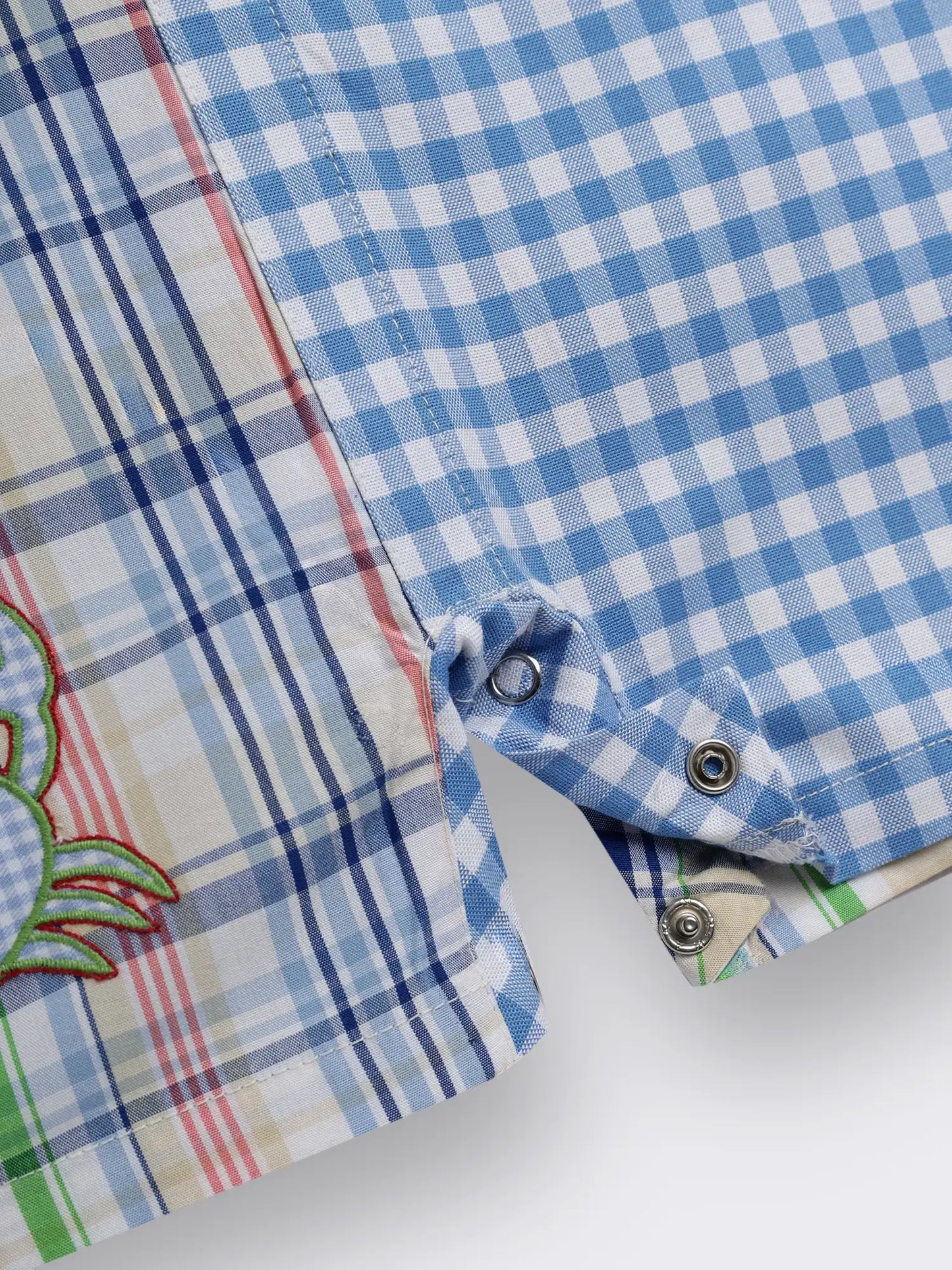 Baby Boys Mixed Checks Romper with Embroidery