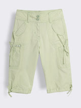 Girls Cotton Cargo Capri Pants with Utility Pocket Details