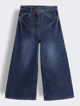 Girls Wide Leg Washed Denim Jeans