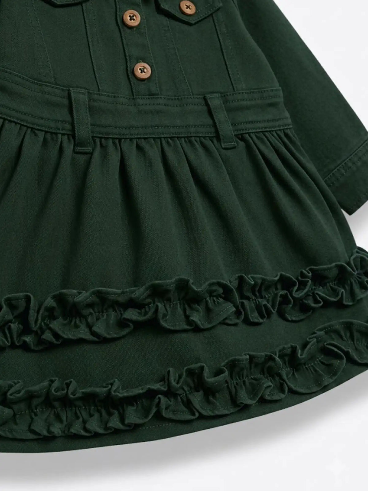 Toddler Girls Full Sleeve Shirt Dress with Ruffles