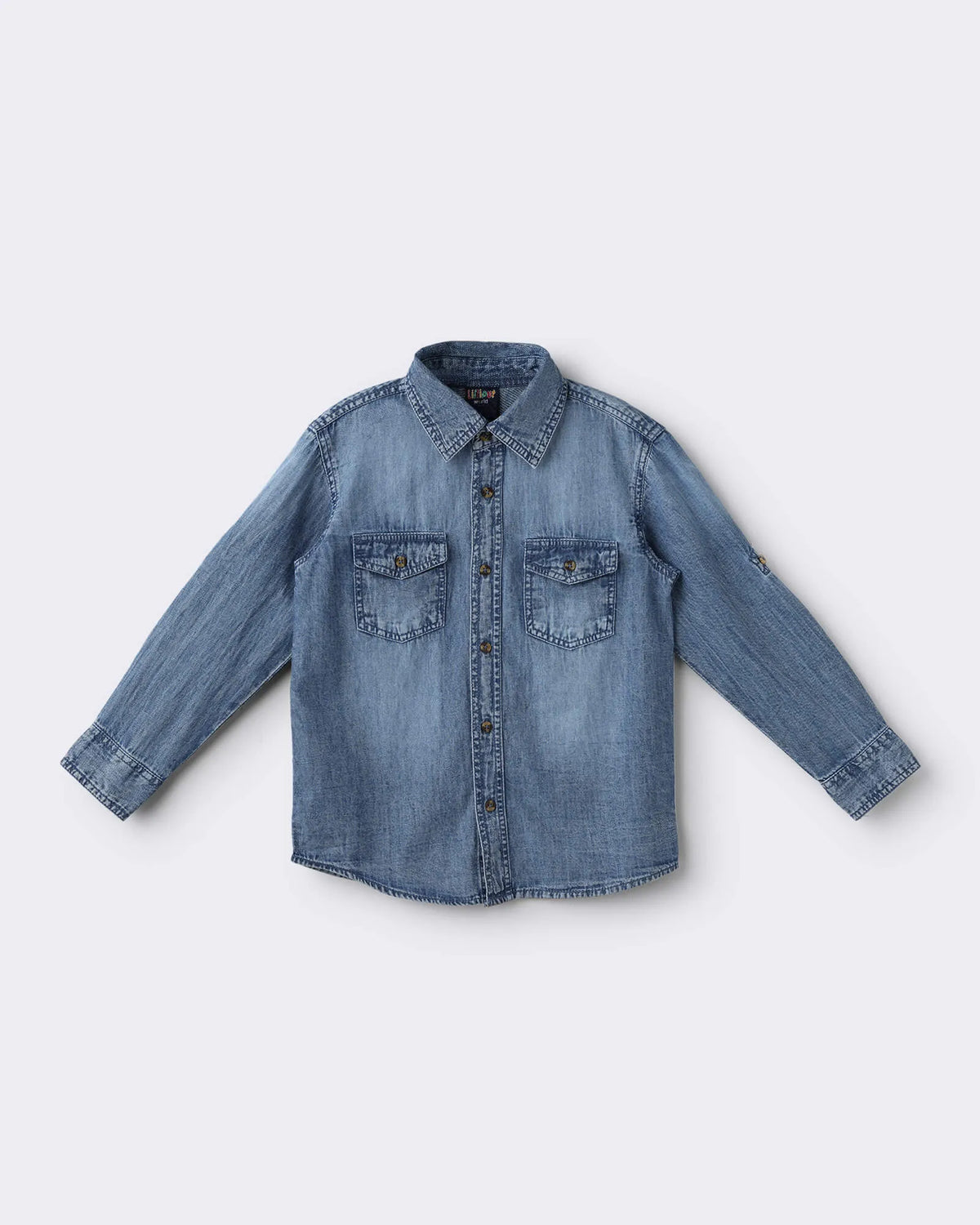 Toddler Boys Casual Denim Full Sleeve Shirt with Pockets