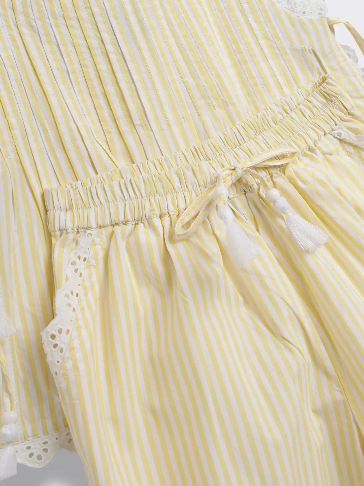 Girls Striped Lace Trim Top and Pants 2-Piece Outfit Set
