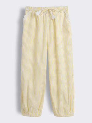 Girls Striped Lace Trim Trouser