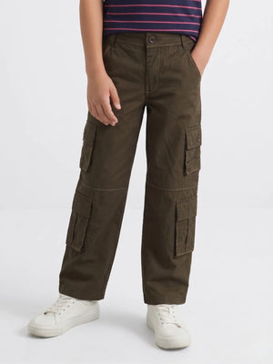 Boys Twill Cargo Pants with Multiple Utility Pockets