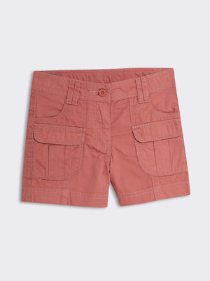 Girls Cotton Shorts with Flap Pockets