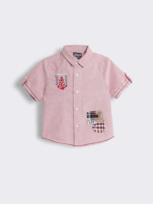Toddler Boys Organic Cotton Half-Sleeve Shirt with Patchwork