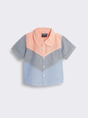 Toddler Boys Half Sleeve Cotton Colour Block Shirt