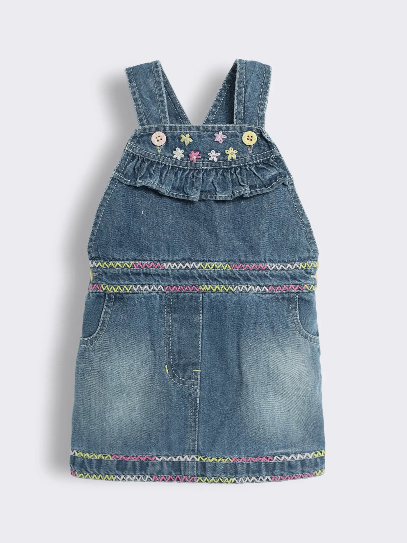 Girls Embroidered Dungaree Dress Lilliput World Girls Embroidered Dungaree Dress Lilliput World