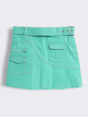 Girls Pleated Cottton Skirt with Pocket Detailing