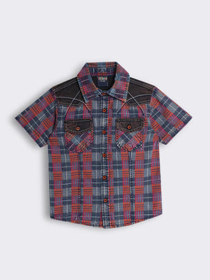 Boys Cotton Checked Shirt with Pockets