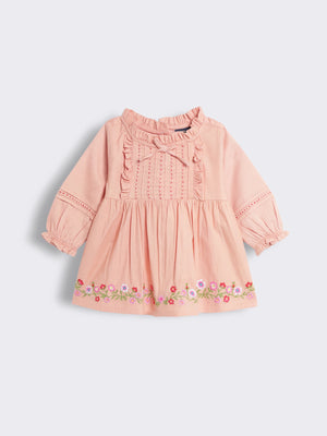 Toddler Girls Embroidered Cotton Top with Frills