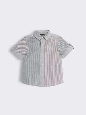 Toddler Boys Contrasting Half Sleeve Striped Shirt