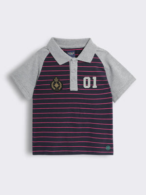 Boys Cotton Half-Sleeve Striped T-Shirt