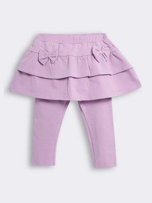 Toddler Girls Layered Skirt Leggings with Bow Detail