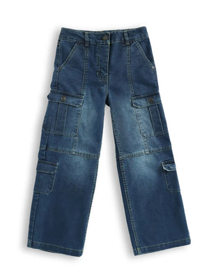 Girls Denim Cargo Jeans