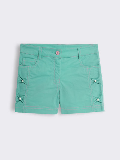 Girls Cotton Shorts with Pearl Detailing