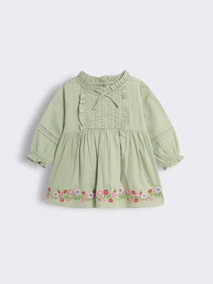 Toddler Girls Embroidered Cotton Top with Frills
