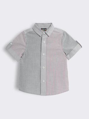 Boys Contrasting Half Sleeve Striped Shirt