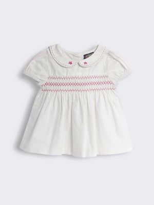 Toddler Girls Organic Cotton Puff Sleeve Smocked Dress