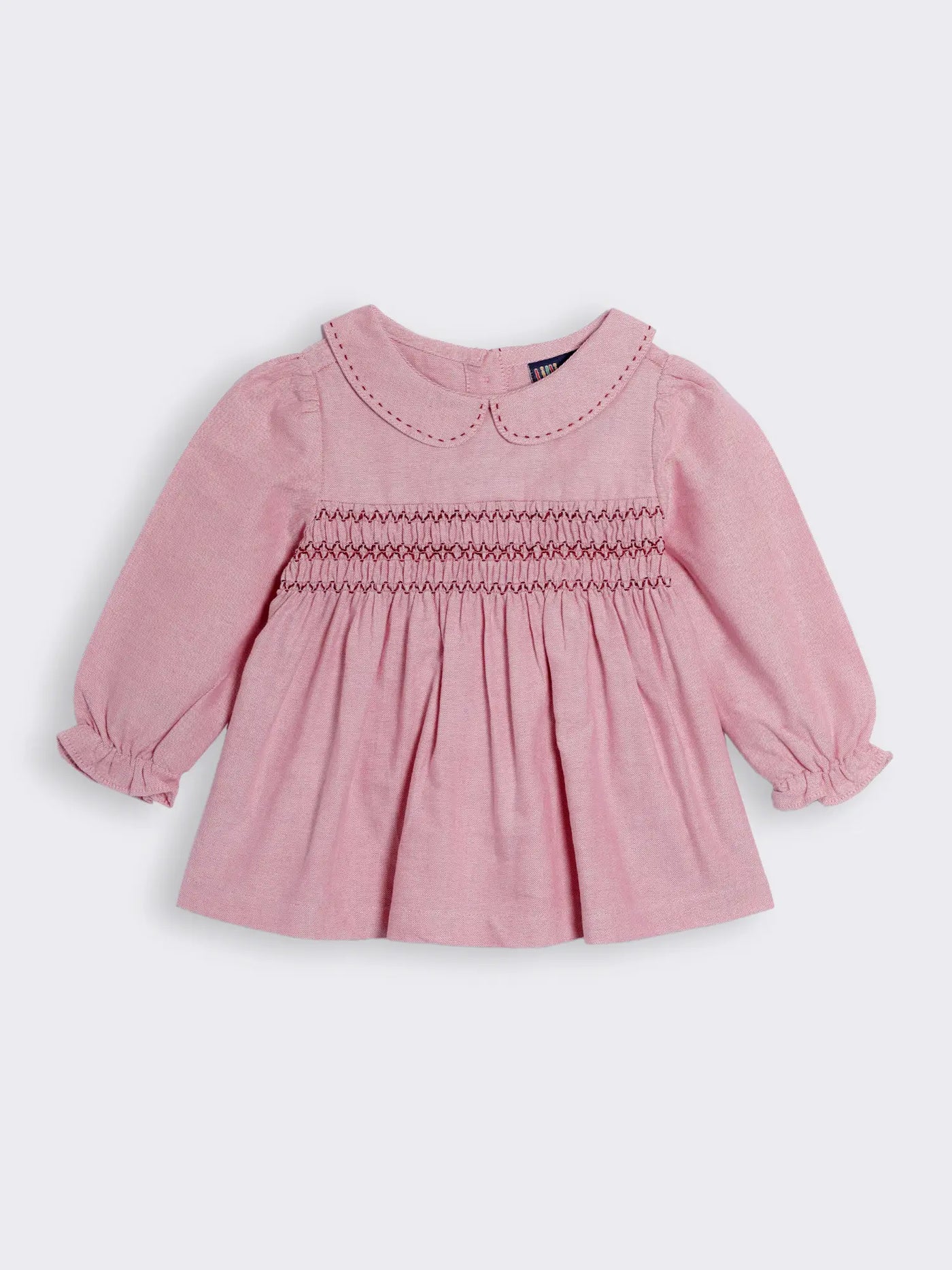 Buy Girls Organic Cotton Smocked Long-Sleeve Dress