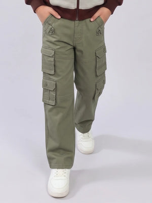 Boys Cotton Cargo Fit Trouser with Pocket and Stitch Detailing