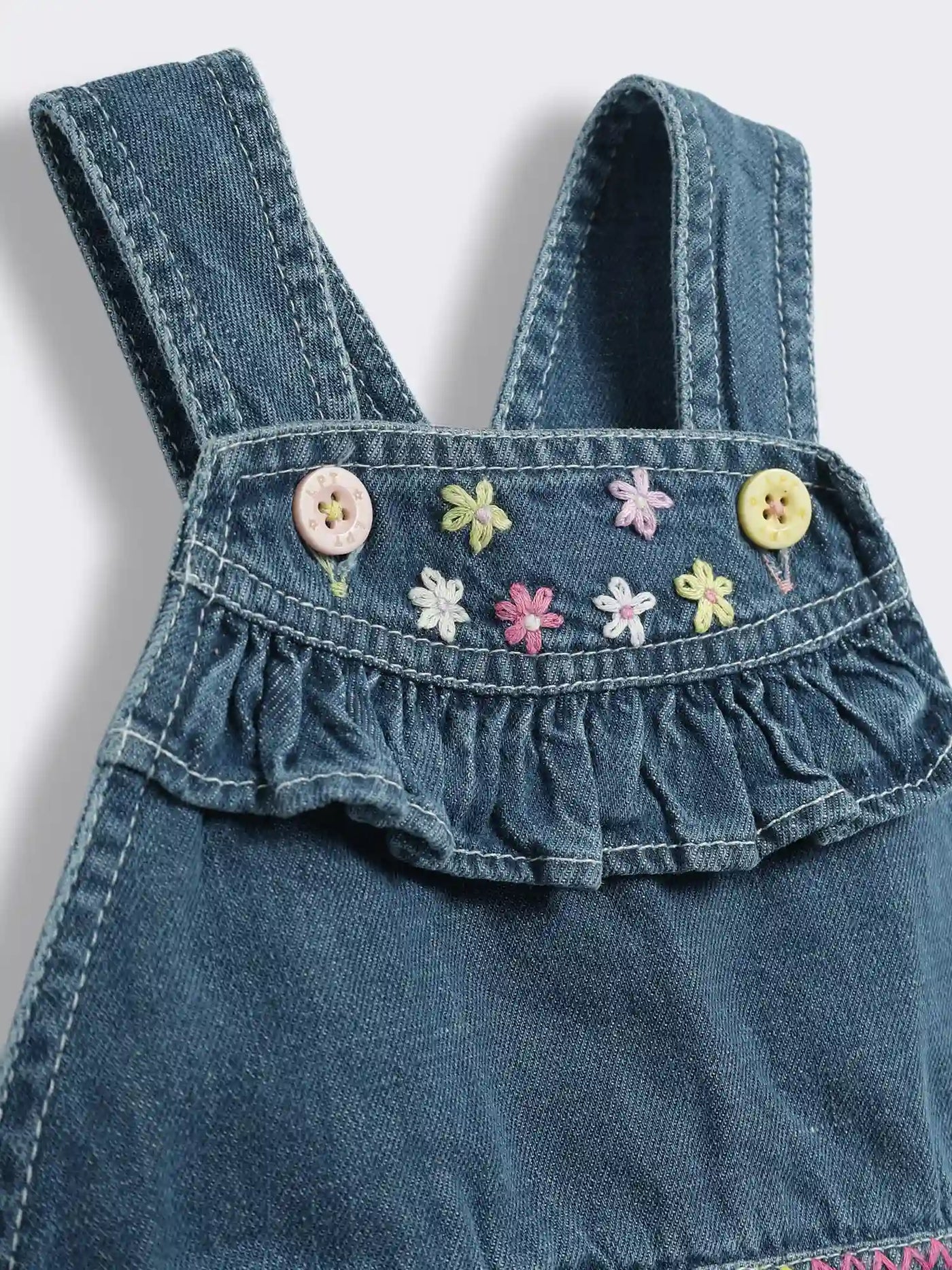 Girls Embroidered Dungaree Dress Lilliput World Girls Embroidered Dungaree Dress Lilliput World