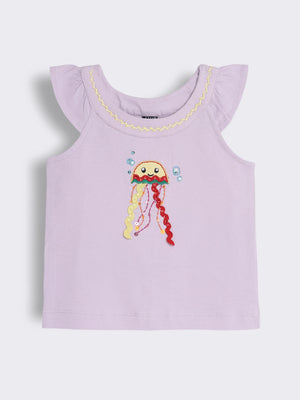 Toddler Girls Sleeveless Cotton Top with Embroidery