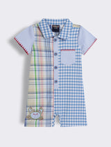 Baby Boys Mixed Checks Romper with Embroidery