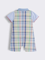 Baby Boys Mixed Checks Romper with Embroidery