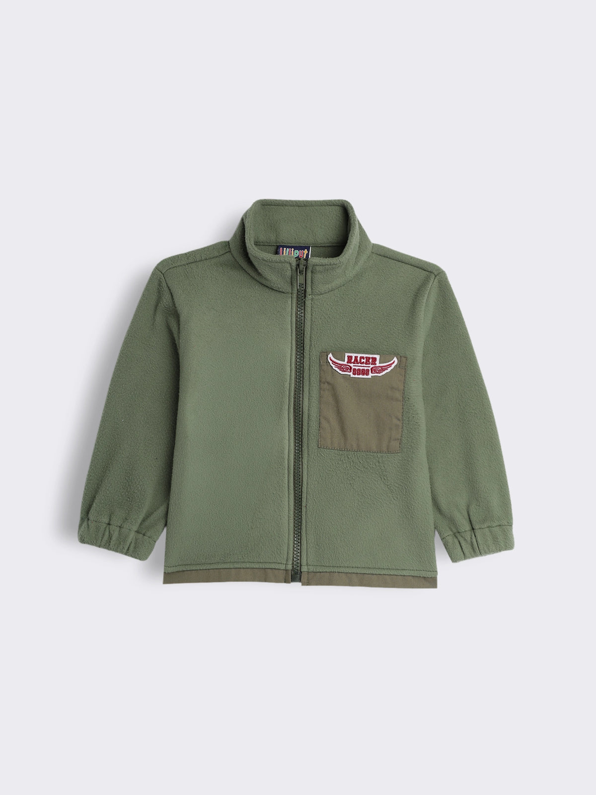 Boys Full Zip Fleece Jacket with Contrast Patch Pocket