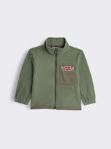 Boys Full Zip Fleece Jacket with Contrast Patch Pocket