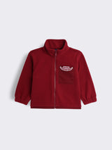 Boys Full Zip Fleece Jacket with Contrast Patch Pocket