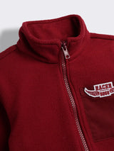 Boys Full Zip Fleece Jacket with Contrast Patch Pocket