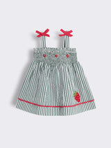Baby Girls Striped Smocked Cotton Dress with Bloomer