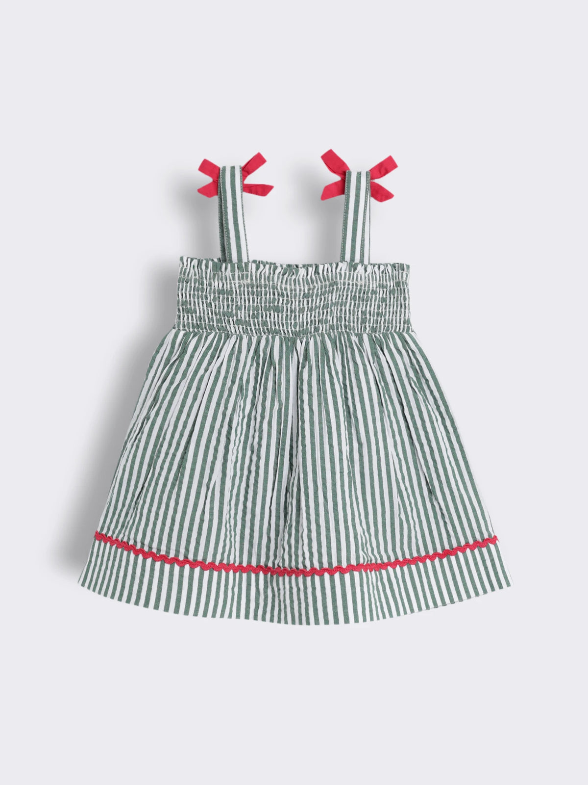 Baby Girls Striped Smocked Cotton Dress with Bloomer