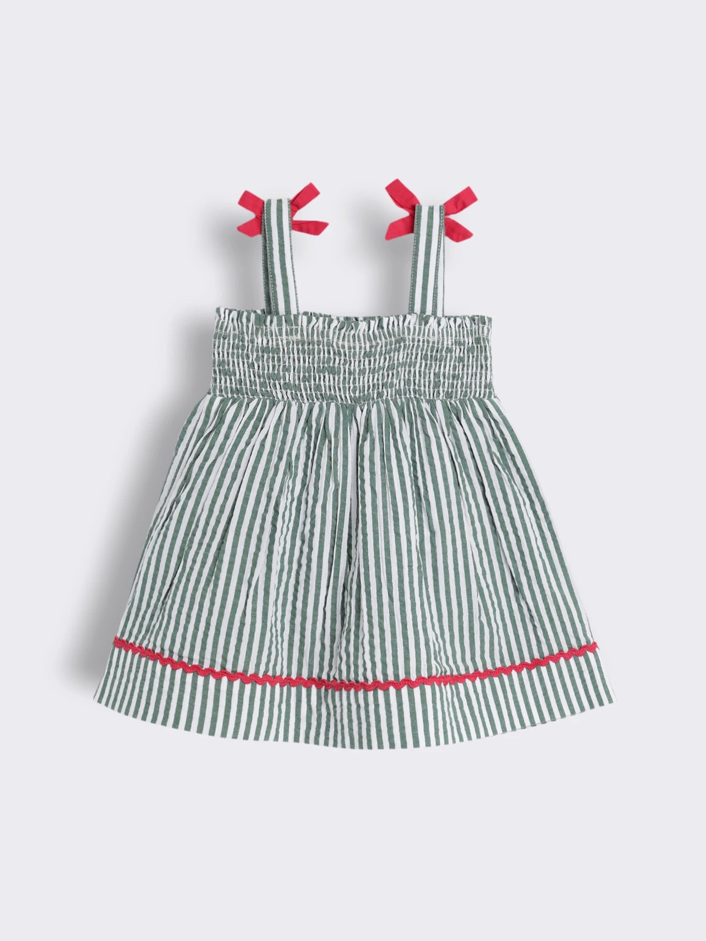 Baby Girls Striped Smocked Cotton Dress with Bloomer