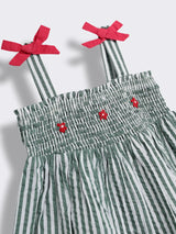Baby Girls Striped Smocked Cotton Dress with Bloomer