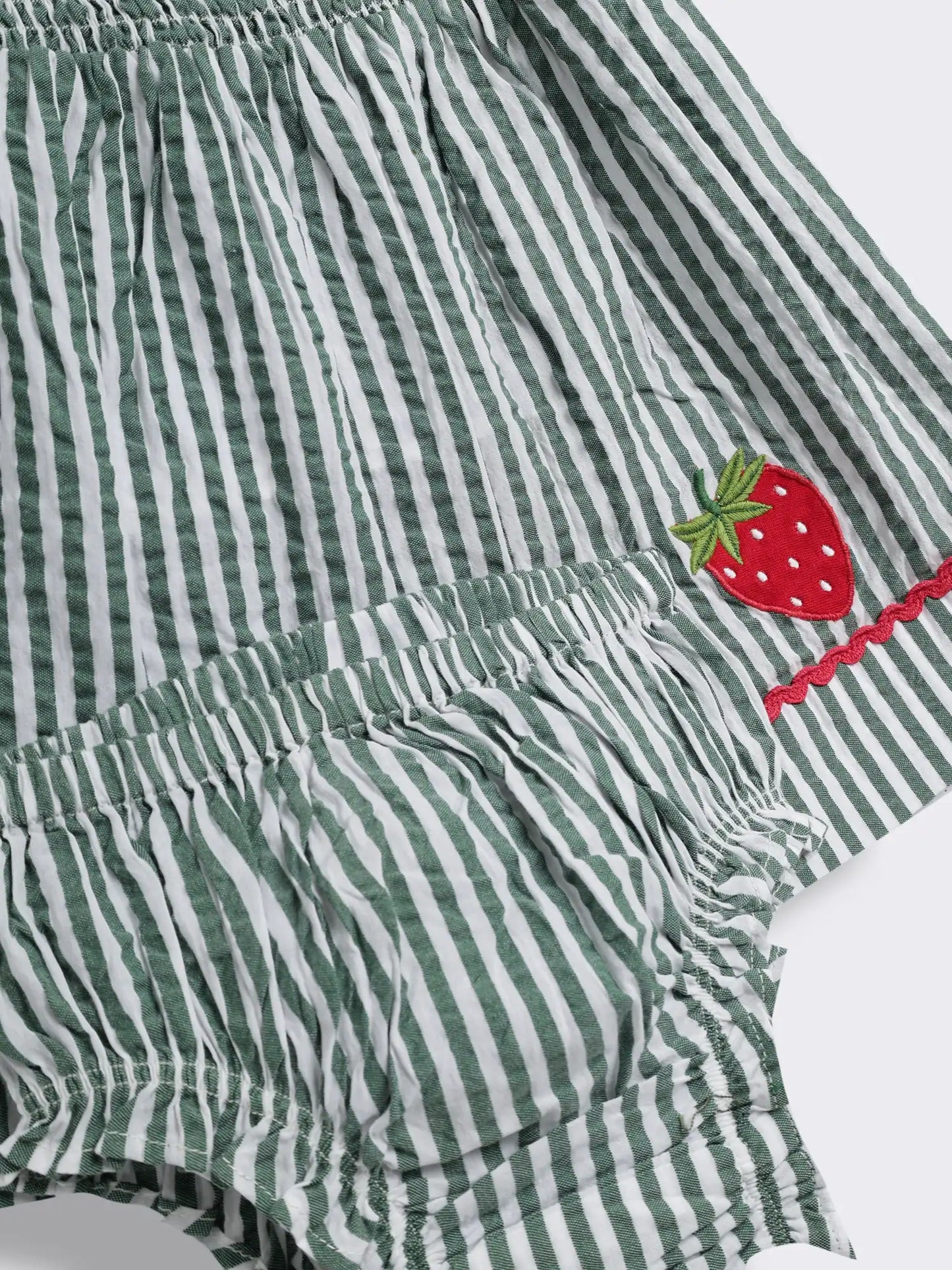 Baby Girls Striped Smocked Cotton Dress with Bloomer