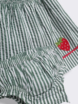 Baby Girls Striped Smocked Cotton Dress with Bloomer