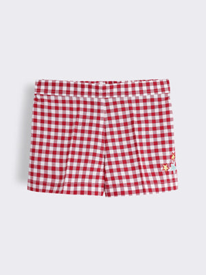 Toddler Girls Checked Shorts with Embroidery