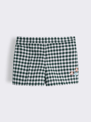 Toddler Girls Checked Shorts with Embroidery