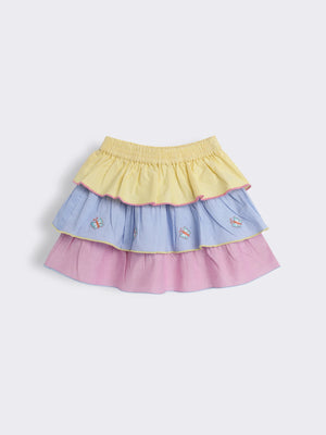 Toddler Girls Tiered Skirt with Embroidery