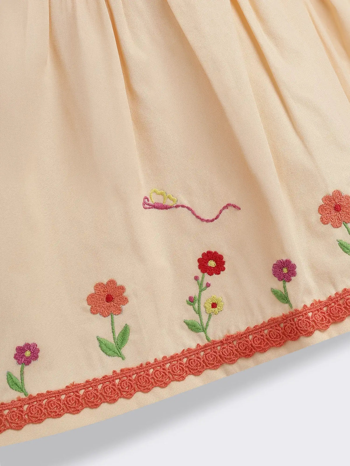 Baby Girls Floral Embroidery Cotton Dress with Bloomer