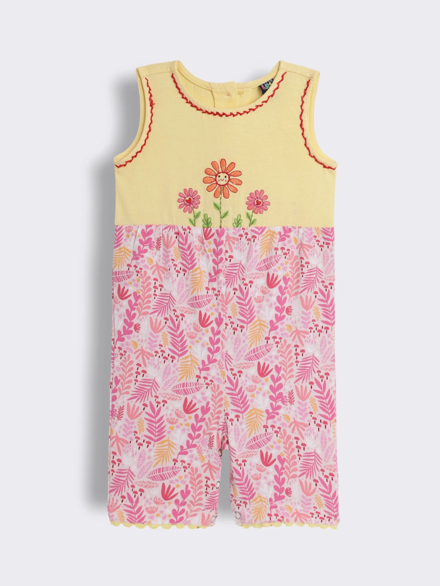 Baby Girls Cotton Dungaree With Embroidery