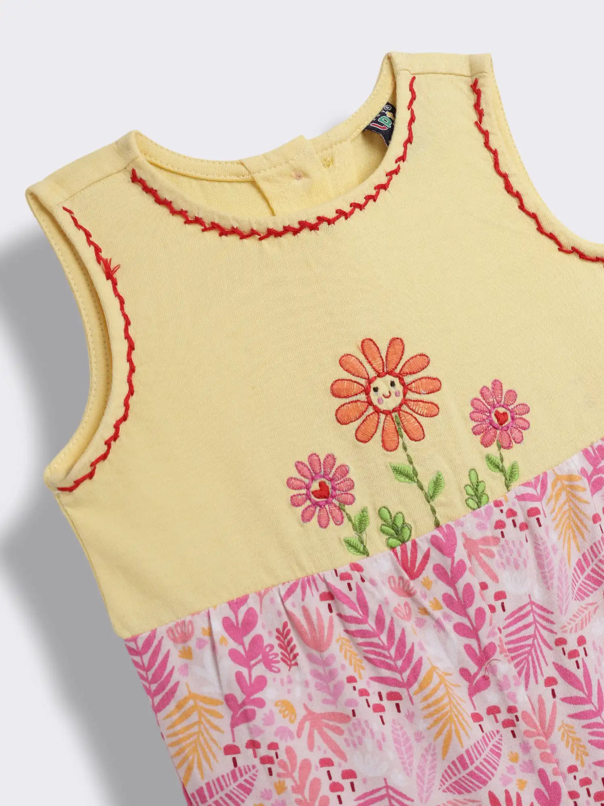 Baby Girls Cotton Dungaree With Embroidery