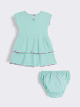Baby Girls Embroidered Cotton Embroidered Dress with Bloomer