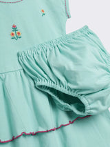 Baby Girls Embroidered Cotton Embroidered Dress with Bloomer
