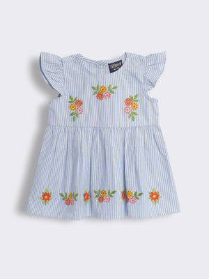 Toddler Girls Embroidered Striped Dress