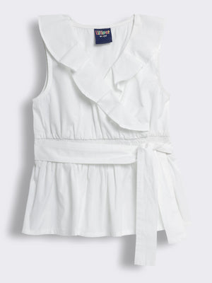 Girls Cotton Sleeveless Frill Top with Smocking