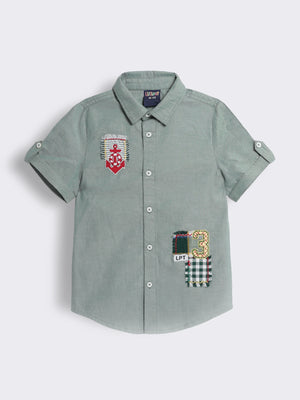 Boys Organic Cotton Half-Sleeve Shirt with Patchwork